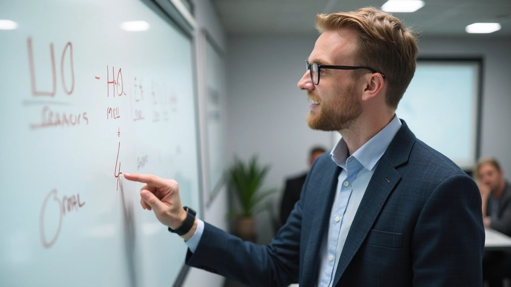 Taalcoach die Nederlandse consonanten uitlegt met visuele diagrammen op whiteboard